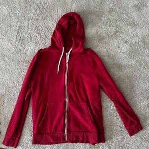 Long Sleeve Red Full Zip Sweatshirt